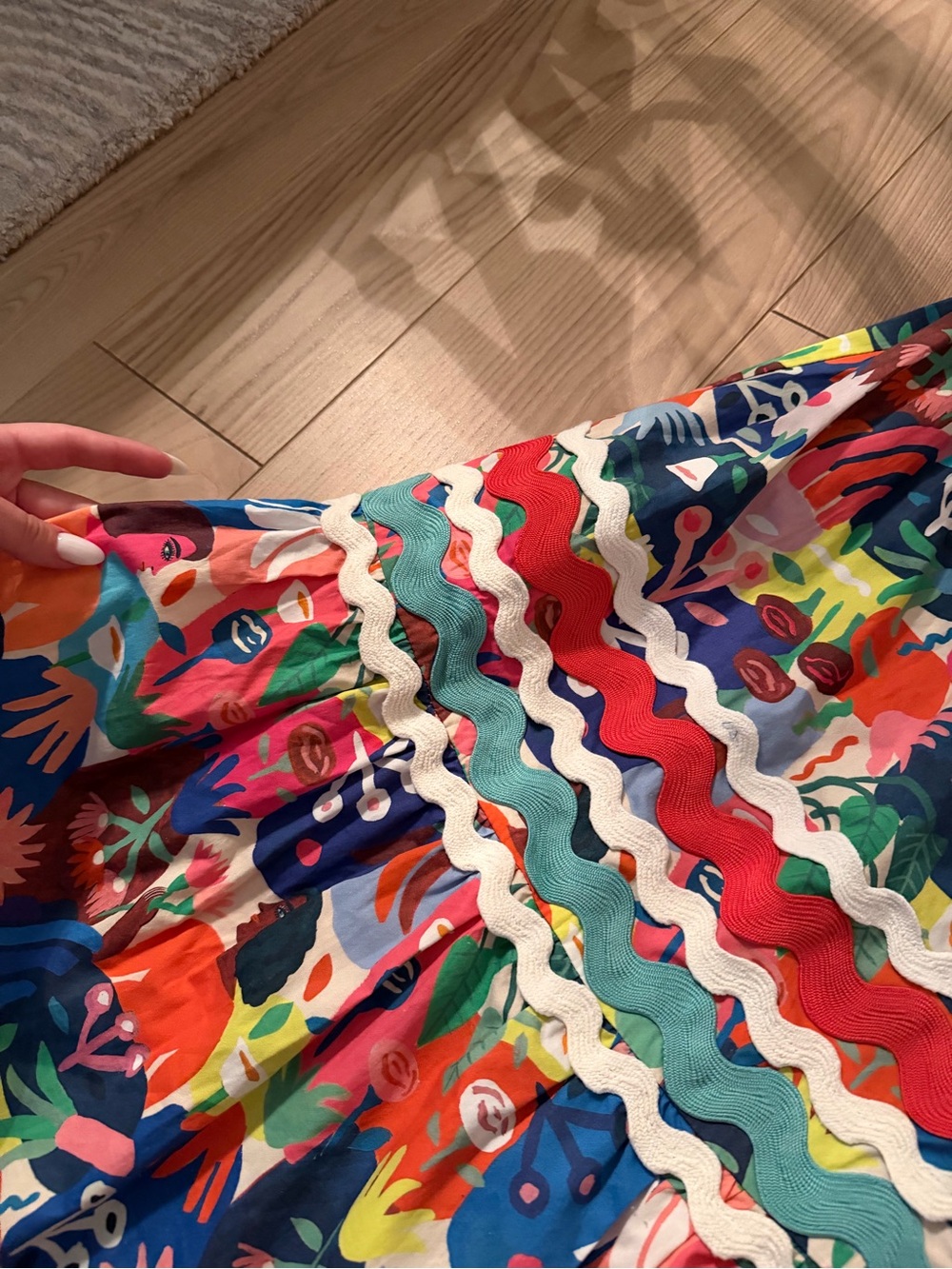 Celia B Rosso Multicolor Printed Ric Rac Midi Dress - Picture 5 of 10